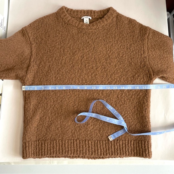 LEWIT Women’s Wool / Alpaca Blend Brown Crewneck Sweater Relaxed Fit - Picture 4 of 10